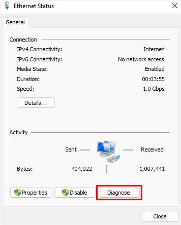 diagnose button