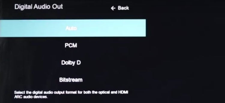 digital audio out set to auto