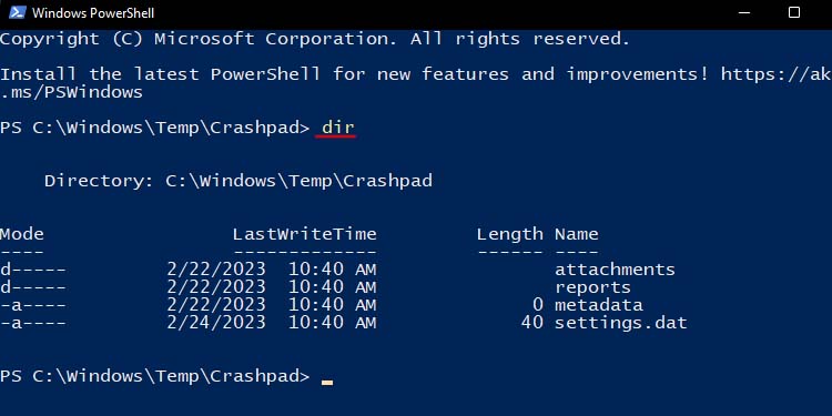 How to Change Directory in Powershell 6 dir command in powershell