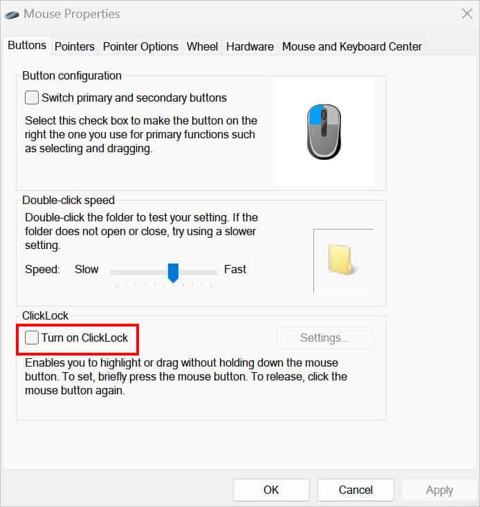 disable click lock