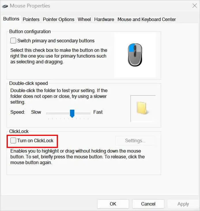 Why is My Mouse Not Working? 20 Ways to Fix It 36 disable-click-lock