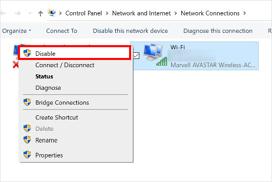 disable device wifi not working