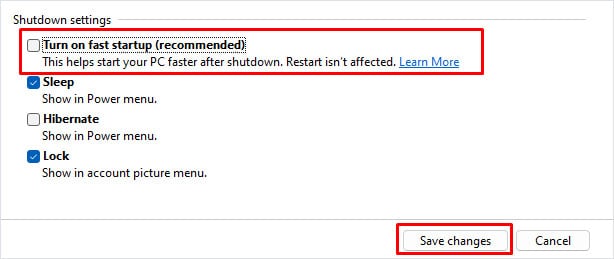 disable fast startup razer not working