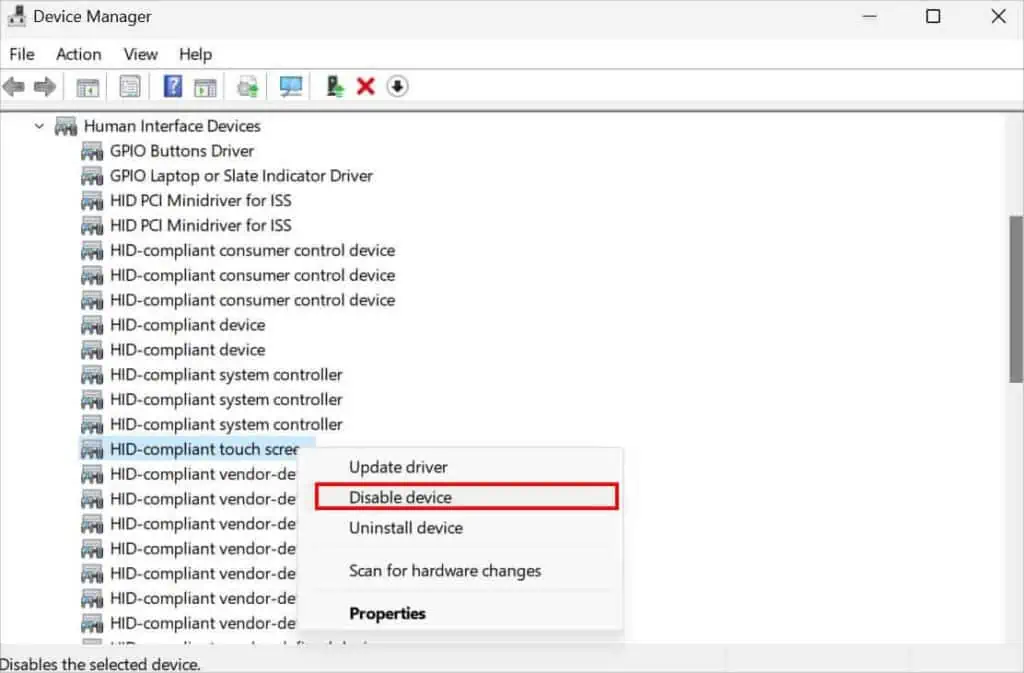 Why is My Mouse Not Working? 20 Ways to Fix It 43 disable-hid-compliant-touch-screen-1024x673