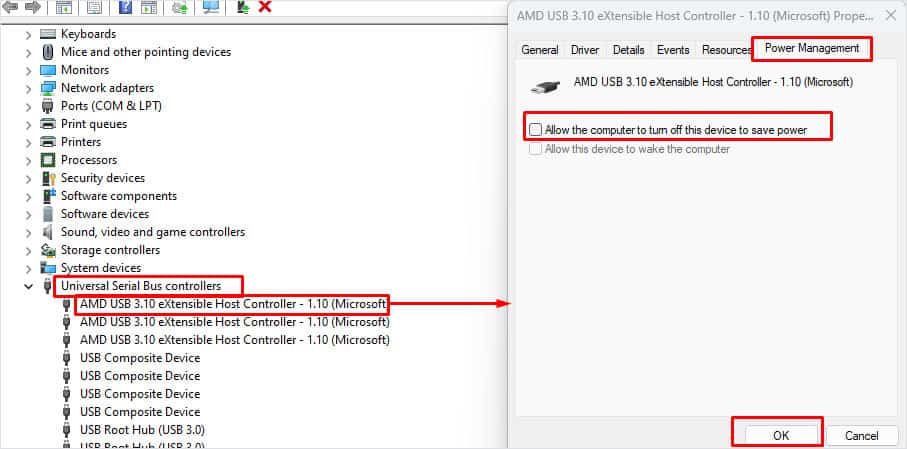disable power management logitech mouse not working