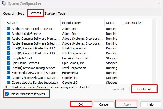 disable services msi gaming app