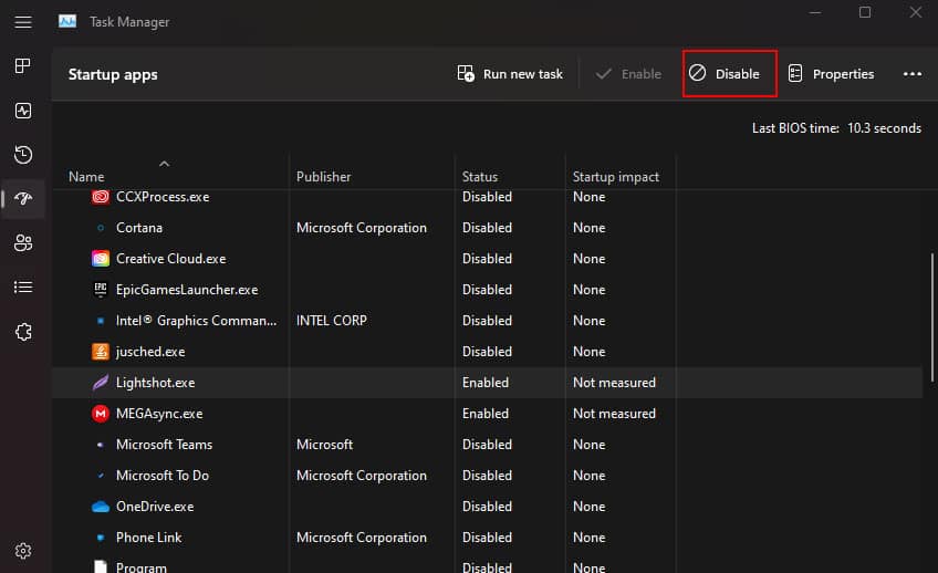 disable startup application windows
