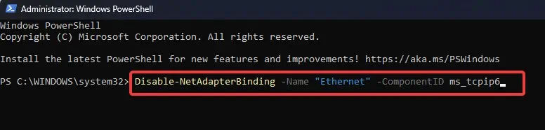 disbale-ipv6-using-powershell