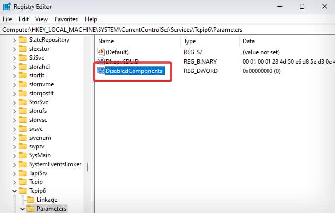 disbaledcomponents entry