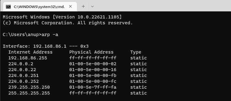 How to Find MAC Address on PC 14 display arp cache table