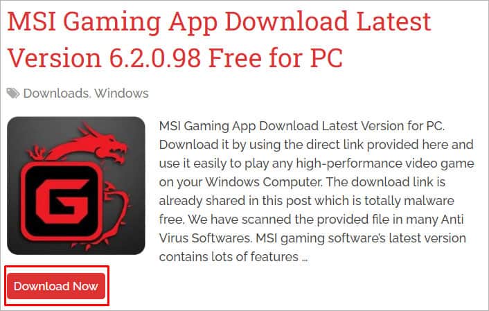 download msi gaming application
