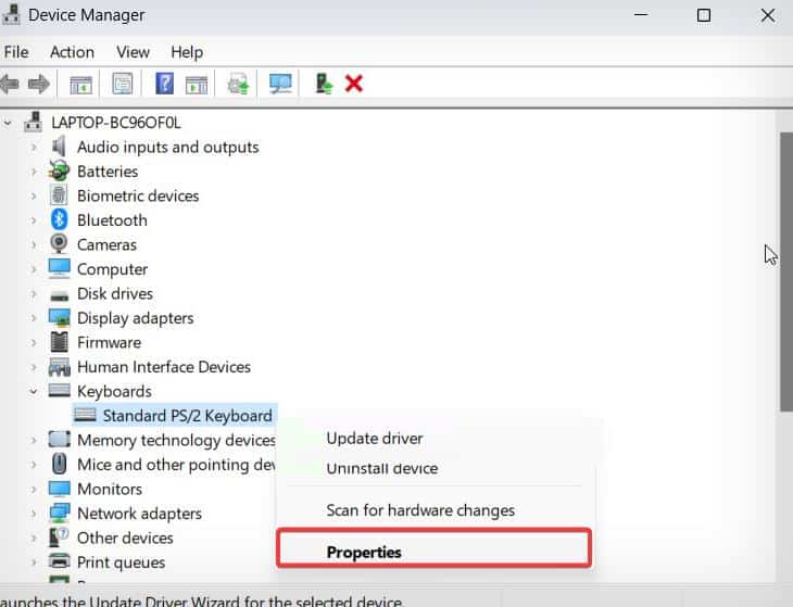 driver properties 