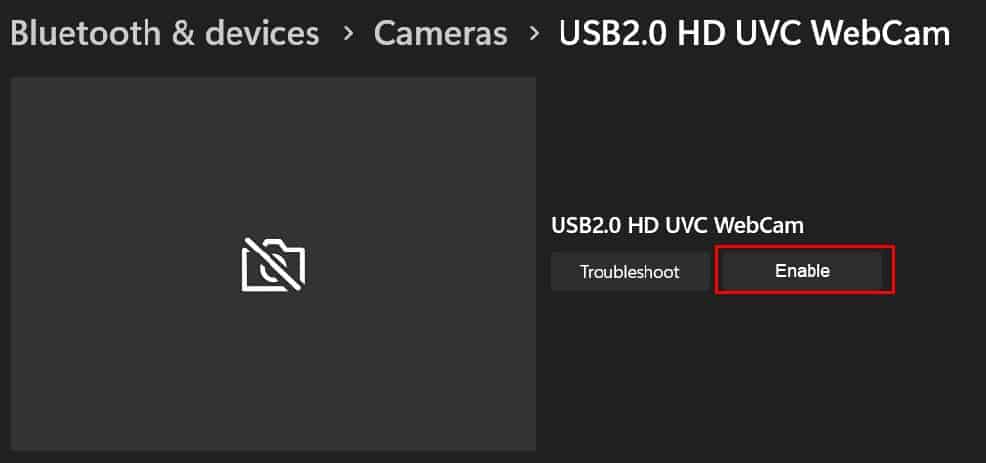 enable camera surface camera not working