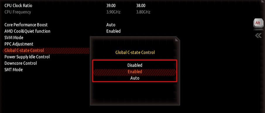 enable disable c state