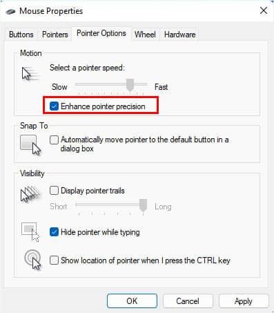 enable enhance pointer precision