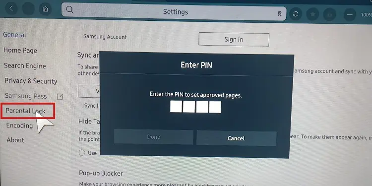 How to Setup and Unlock Parental Control on Samsung TV 17 enable-parental-lock-on-web-browser-samsung-tv