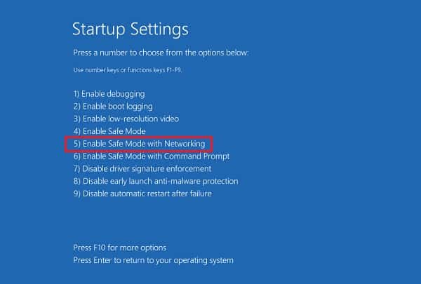enable safe mode with networking