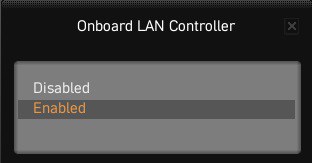 enabled option for onboard lan controller