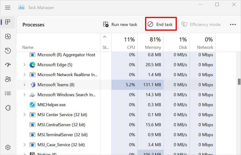 end task with high cpu and memory usage