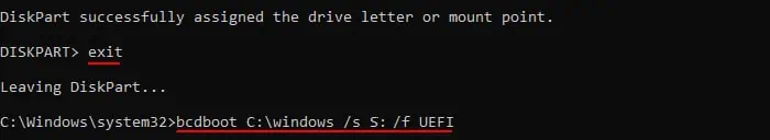 exit-diskpart-bcdboot