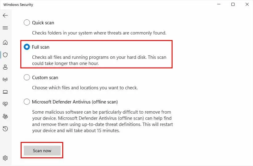 Fix: File Not Found Error in Windows 13 full-scan-scan-now