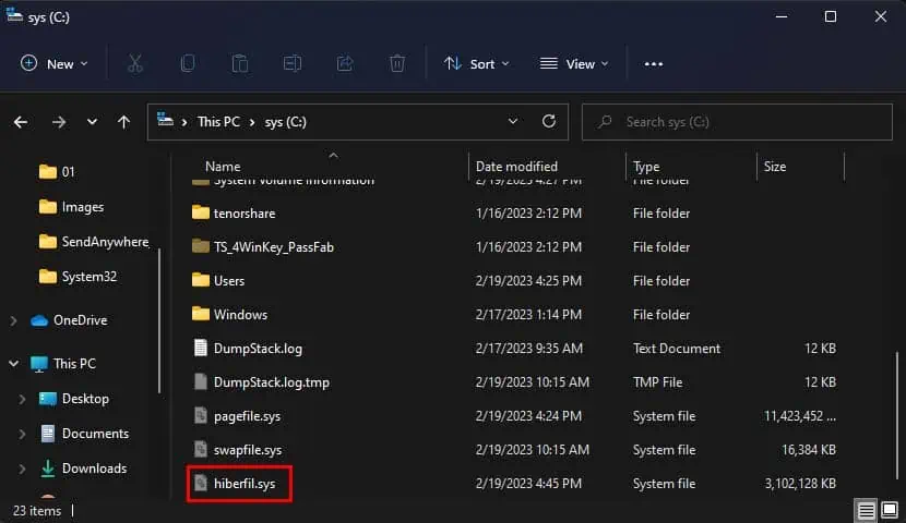 Why is My C Drive Filling Up So Fast? How to Fix It 21 hiberfil-file