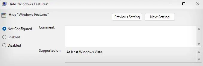 hide-windows-features-not-configured