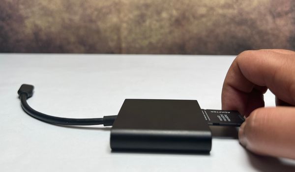 inserting adapter jacket to usb c card reader