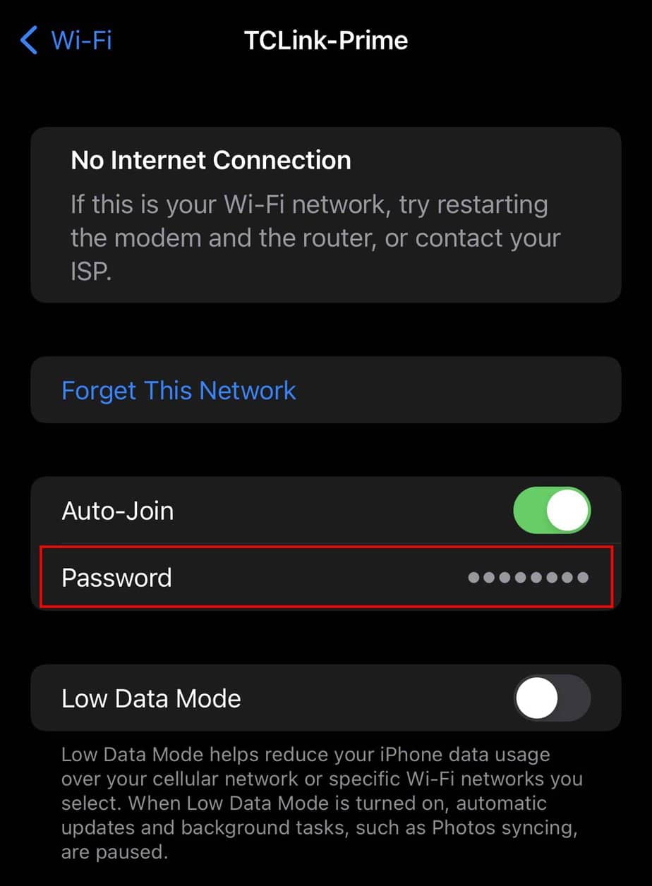 ios hidden wifi password