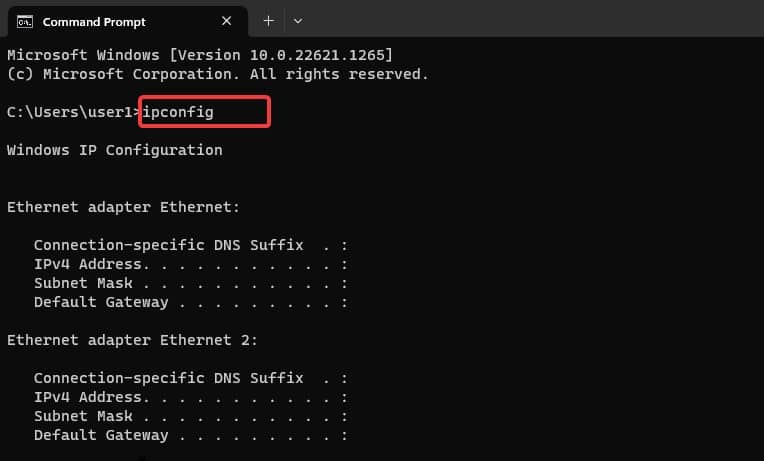ipconfig