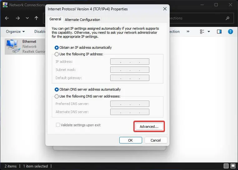 Fix: Windows Cannot Access Network Drive 19 ipv4-advanced-peroperties
