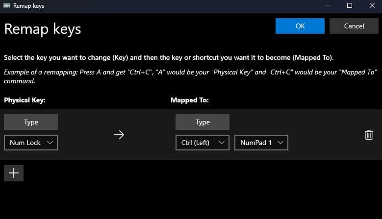 keys remap settings