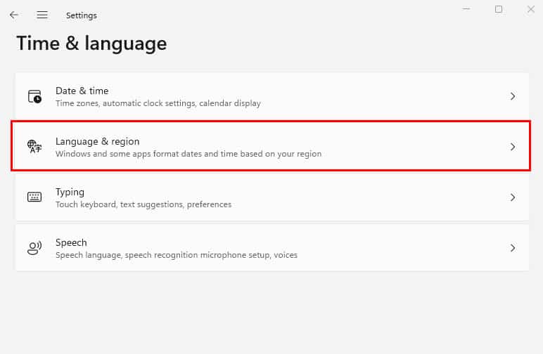 language and region