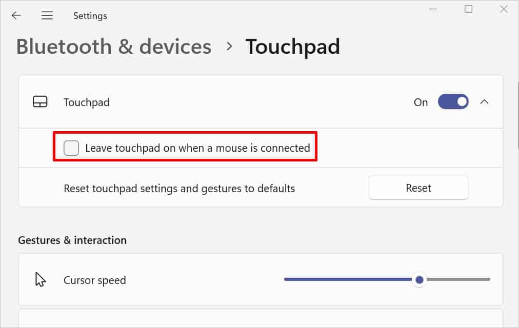 leave touchpad on when a mouse is connected disable