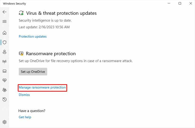 manage ransomware protection