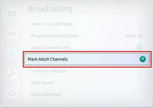 How to Setup and Unlock Parental Control on Samsung TV 14 mark-adult-channels