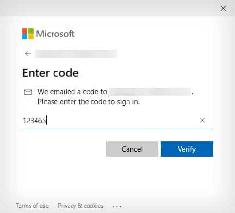microsoft enter code to verify