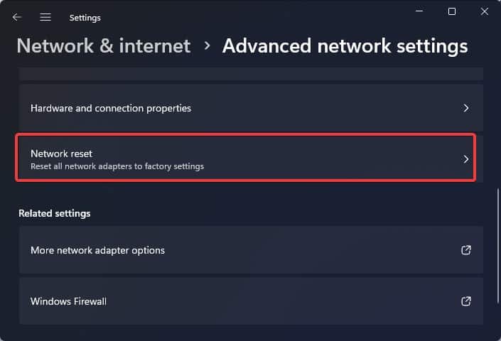 network reset