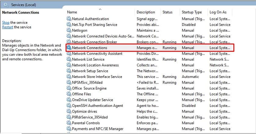 network services wifi not workingsurface