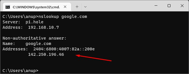nslookup-google