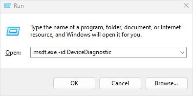 open hardware troubleshooter scroll wheel not working