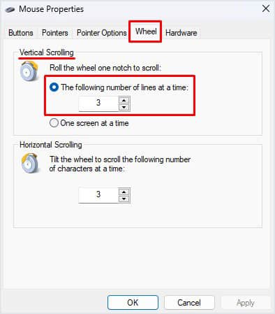 open wheel tab scroll wheel not working