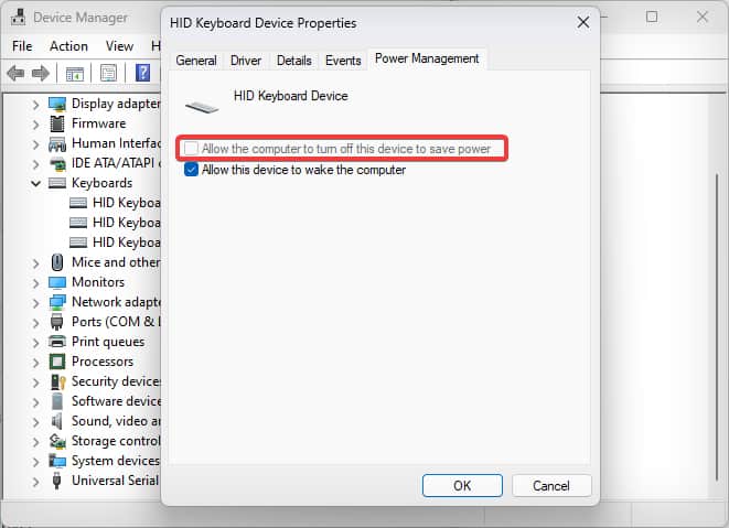 power management off