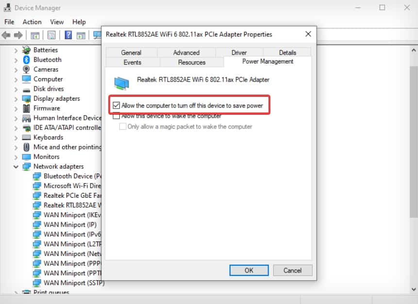 power management settings