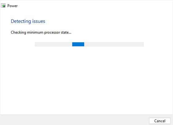 power troubleshooter detecting issues