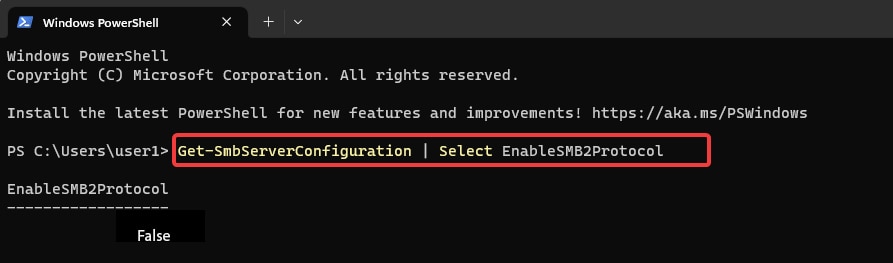 powershell chck the status of smb