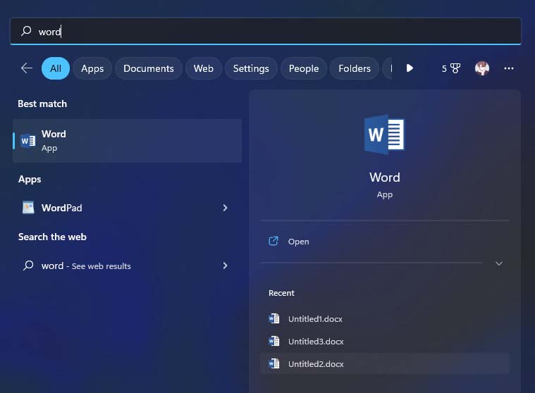 recent files used by microsoft word
