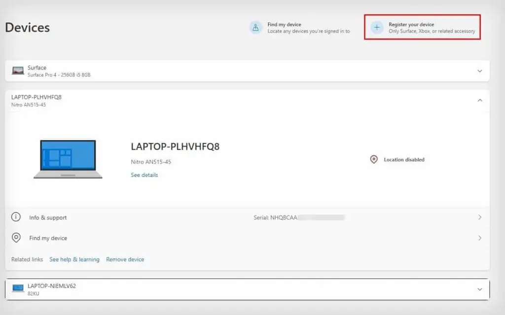 How to Add Device to Microsoft Account 19 register-your-device-in-microsoft-page-1024x639