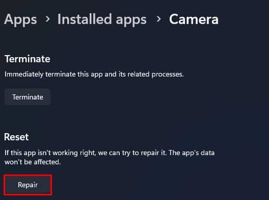 repair camera application surface camera not working