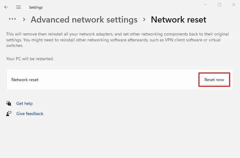 Network Adapter Not Working? 14 Ways to Fix It 53 reset-now-button